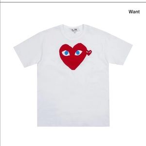 Comme des Garçons PLAY Blue Eyes Red Heart T-Shirt White mens medium